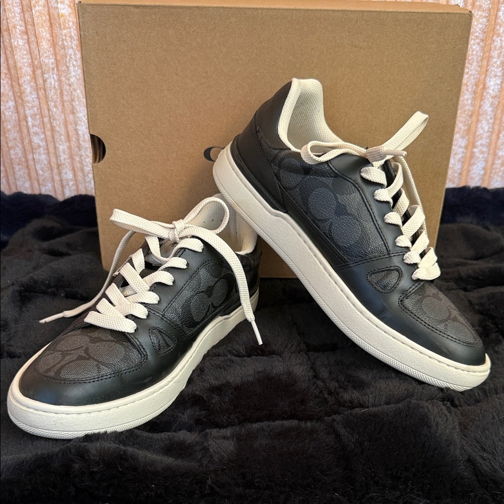 Coach Clip Court LT Charcoal/Black Logo Sneakers